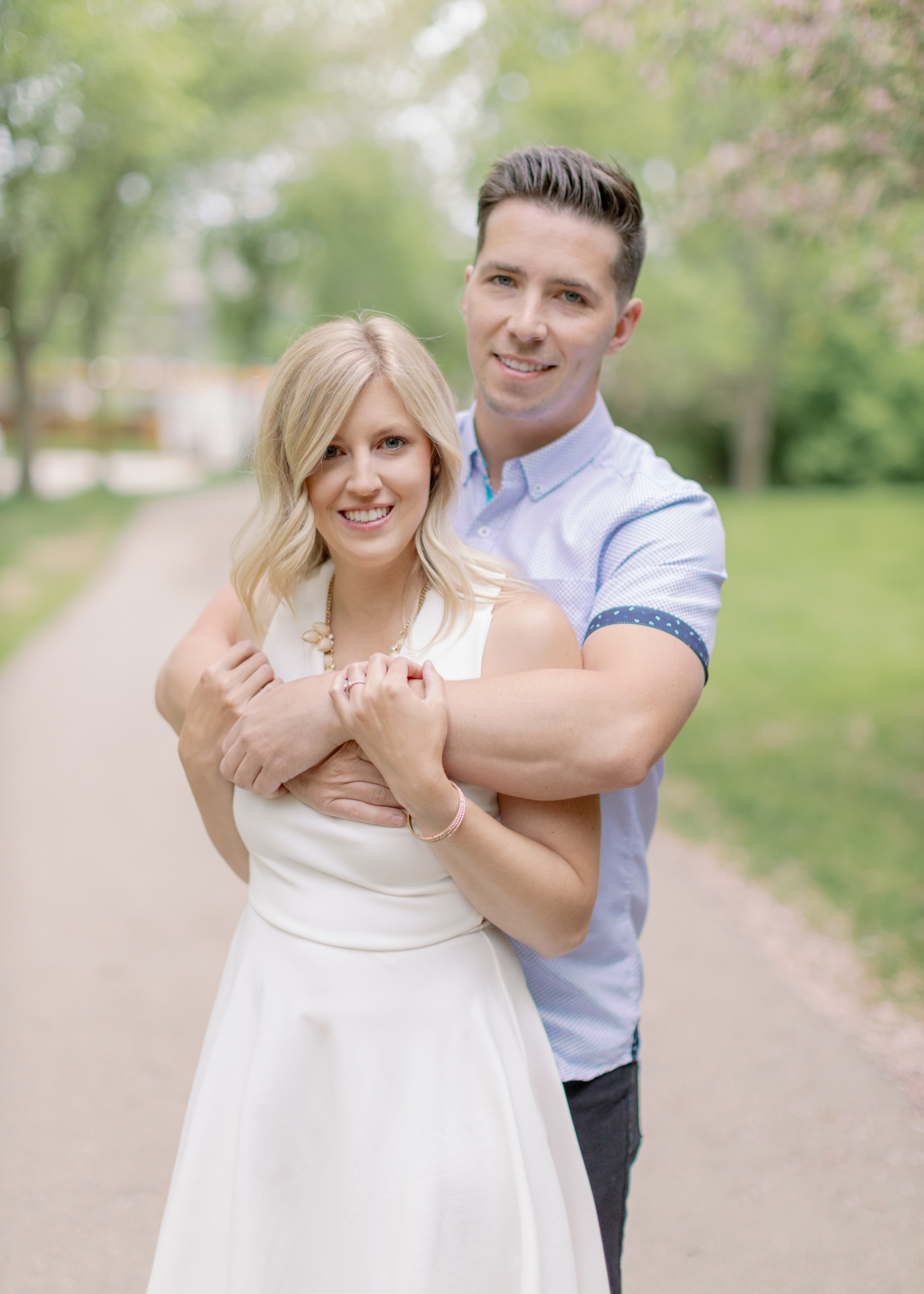 hug from behind during engagement session
