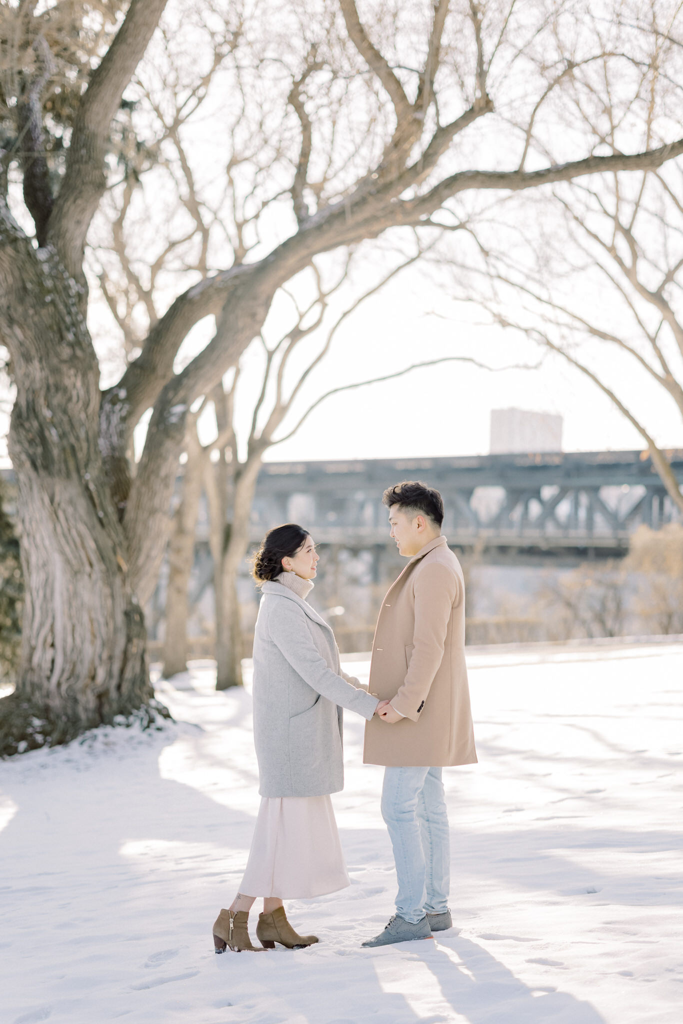 winter engagement session soft pastel colours - Montreal and Toronto wedding photographer
