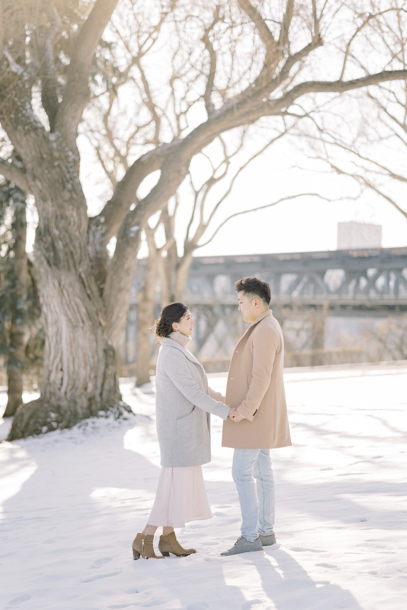winter engagement session soft pastel colours - Montreal and Toronto wedding photographer