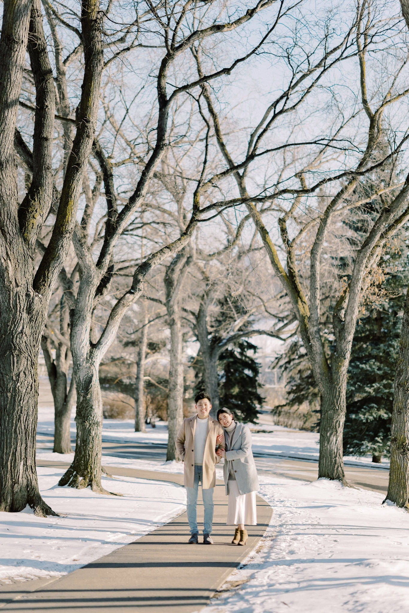 winter engagement session soft pastel colours - Montreal and Toronto wedding photographer