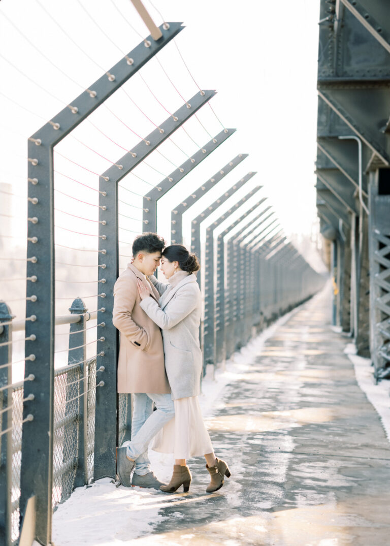 winter engagement session soft pastel colours - Montreal and Toronto wedding photographer