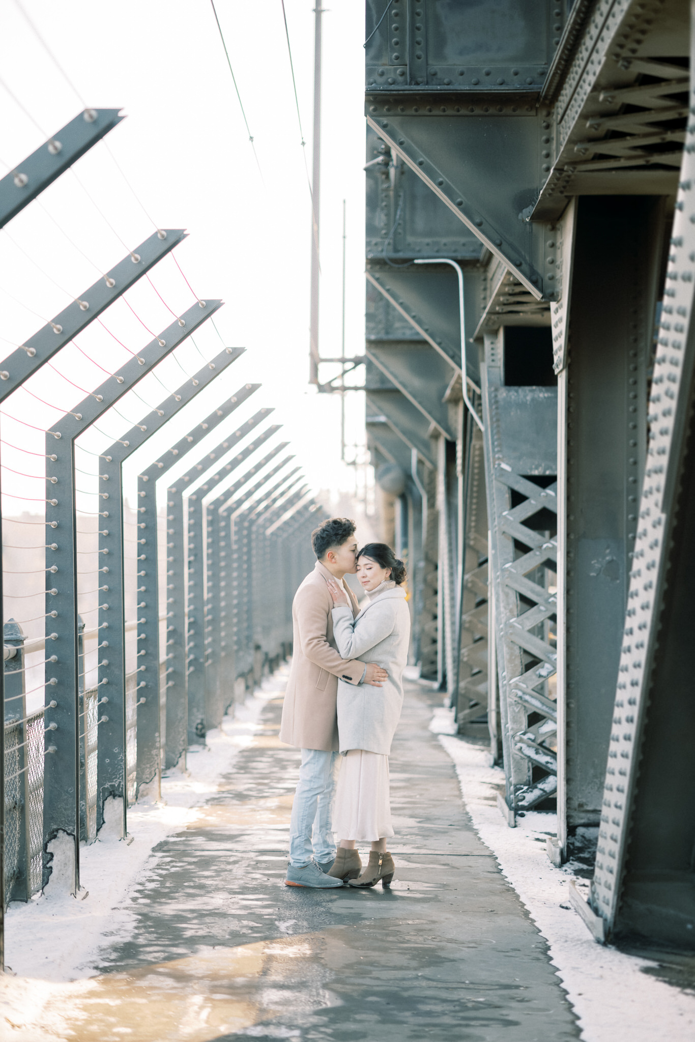 winter engagement session soft pastel colours - Montreal and Toronto wedding photographer