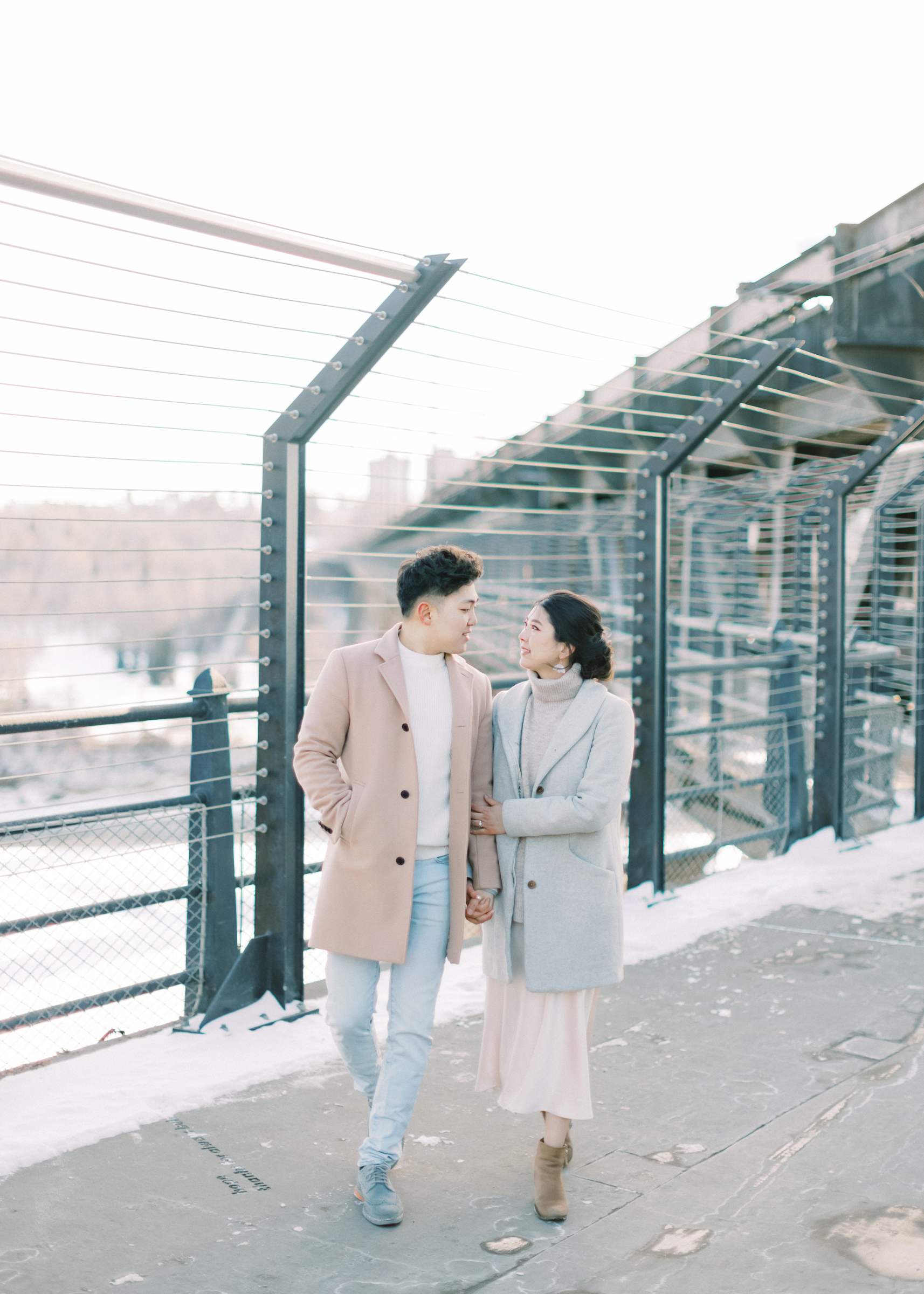 winter engagement session soft pastel colours - Montreal and Toronto wedding photographer