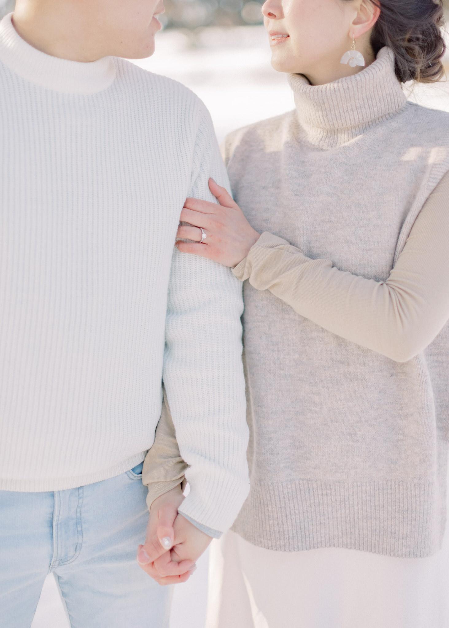 winter engagement session soft pastel colours - Montreal and Toronto wedding photographer