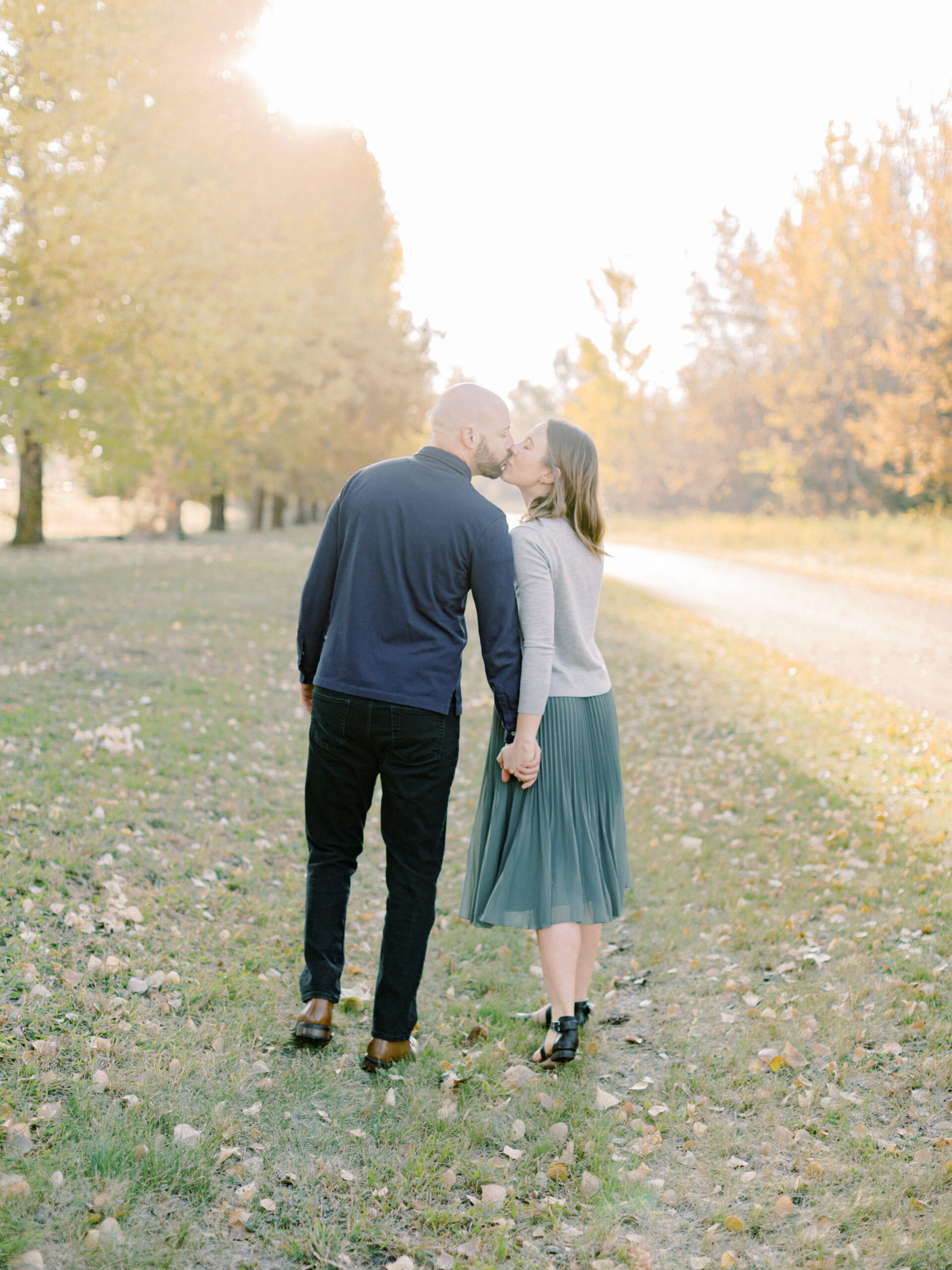 fall engagement session with dog - Montreal and Toronto wedding photographer