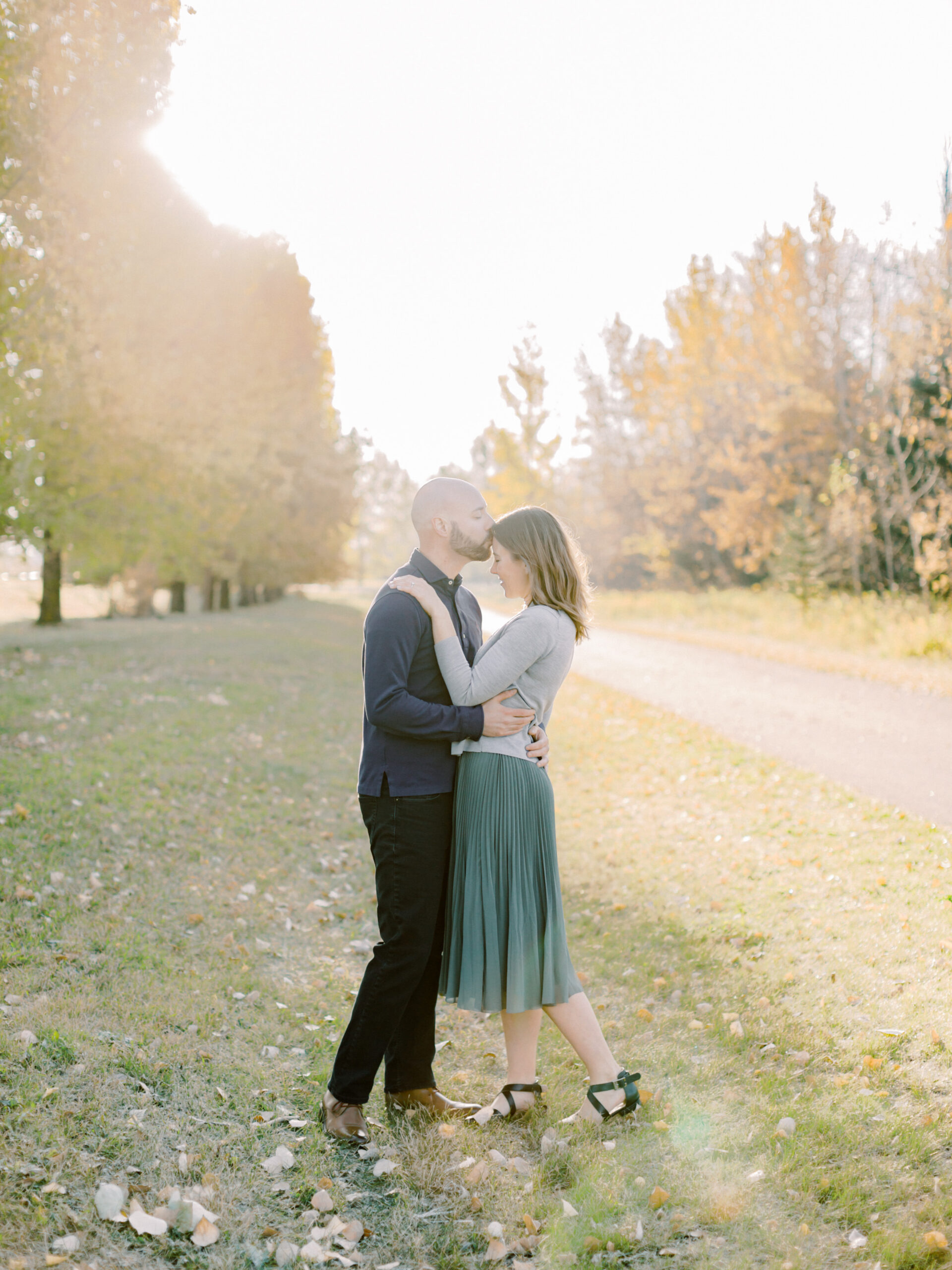 fall engagement session with dog - Montreal and Toronto wedding photographer