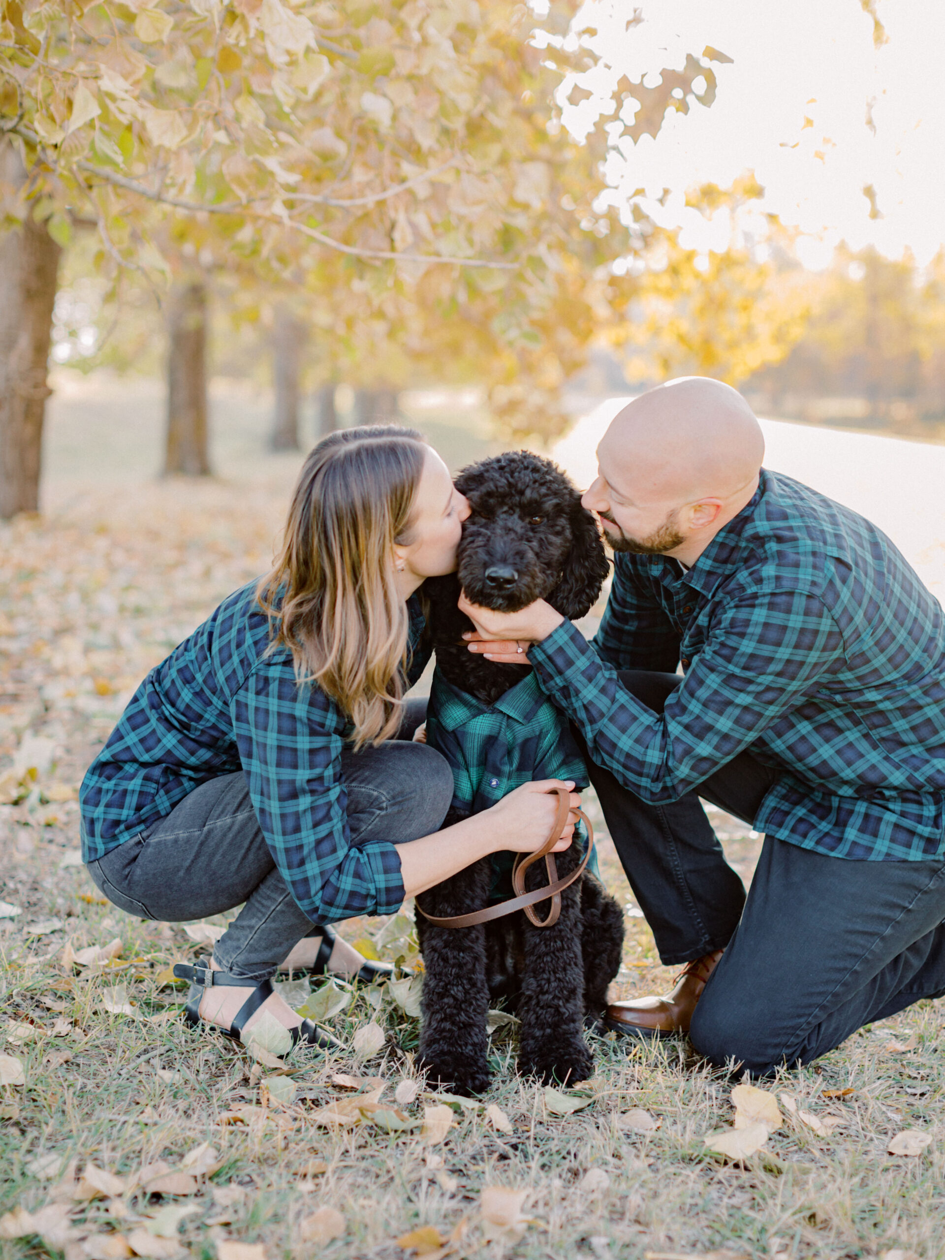 fall engagement session with dog - Montreal and Toronto wedding photographer